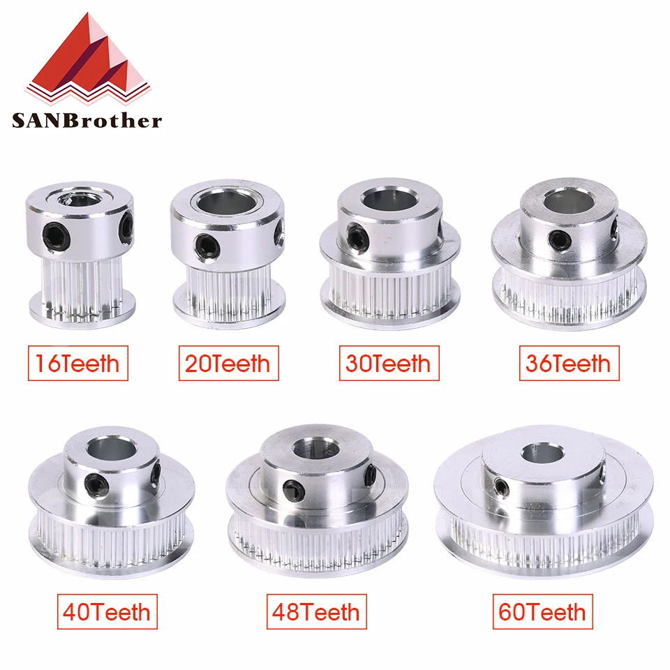

GT2 Timing Pulley 30T 36T 40T 60Tooth Wheel Bore 5mm 6mm 8mm 10mm Aluminum Gear Teeth Width 6mm For Reprap 3D Printers Part