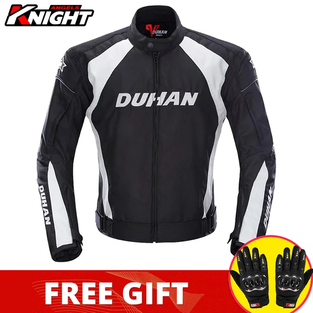 DUHAN Motorcycle Jacket Pants Suit Waterproof Racing Jacket Protective Motocross Lining Four Seasons Motorcycle Jacket Men S-3XL D-089 Black Jacket