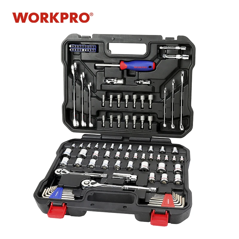 US $53.99 Workpro Car Repair Tools Mechanic Tool Set Sockets Set Tools For Auto Screwdrivers Metric Sae Wrench Ratchet Spanners Hand Tools