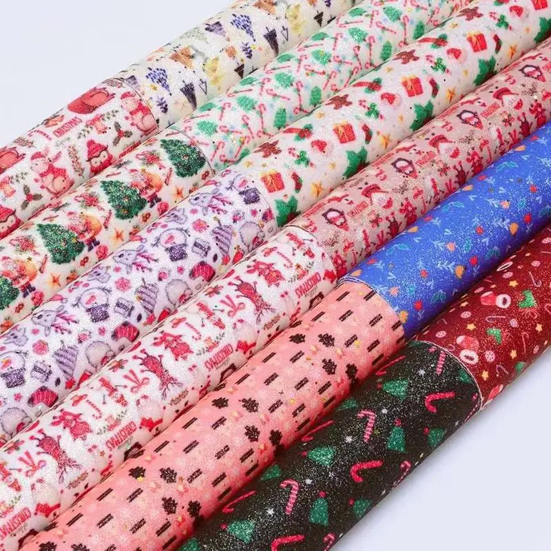 

Распродажа, декоративные блестящие Искусственные кожаные материалы с принтом рождественской елки