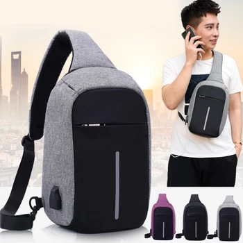 

Male Shoulder Bags USB Charging Crossbody Bags Unisex Anti Theft Chest Bag School Summer Short Trip Messengers Bag 2020 Fashion