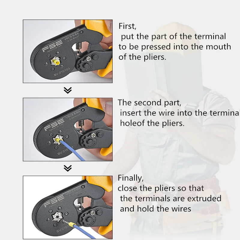 VSC8 6-6A 0,08-6 мм 26-10AWG терминал обжимные плоскогубцы инструмент трубки терминалы щипцы инструмент