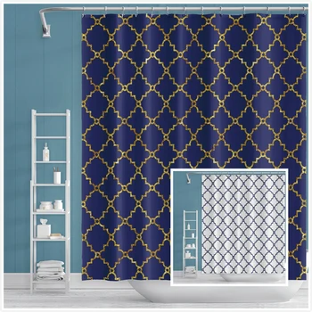

Bathroom Shower Curtains Waterproof Geometry Printed Bath Curtains Polyester Mildew proof Curtains Toilet Curtains With Hooks