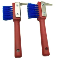 

2 Pieces Wooden Grip Hoof Pick Horse Care Product Durable Anti-slip Horse Hoof Hook with Brush Design for Horse Grooming