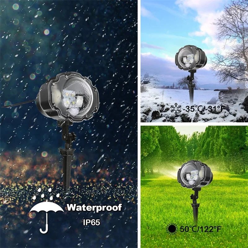 Движущийся светодиодный проектор снежной осени IP65 открытый сад газон лазерный проектор лампа Рождество Снежинка лазерный светильник для праздничного оформления