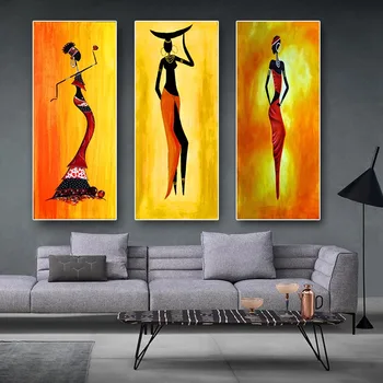 

African Woman Portrait Abstract Oil Painting on Canvas Posters and Prints Scandinavian Canvas Art Wall Picture for Living Room