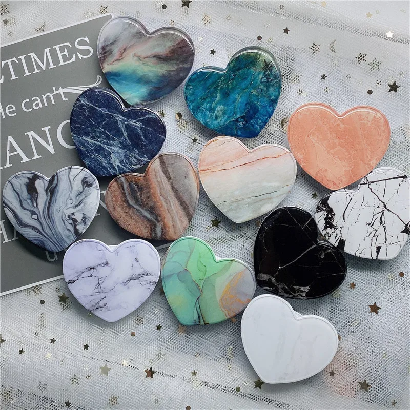 Universal Heart Marble Phone Holder Expanding Stand Finger Grip for IPhone 13 Samsung Popsocket-holder Bracket Support Telephone | Мобильные