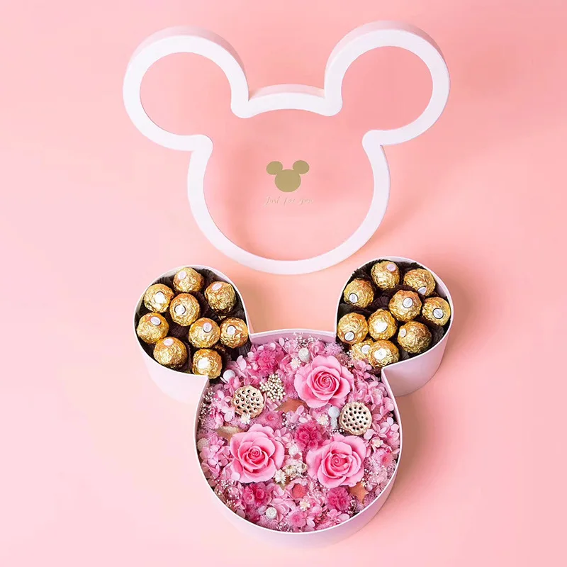 Pink Mickey В форме Микки Мауса бумажная Подарочная коробка для хранения цветов, шоколада только для вас Счастливый День святого Валентина - Цвет: Pink Mickey