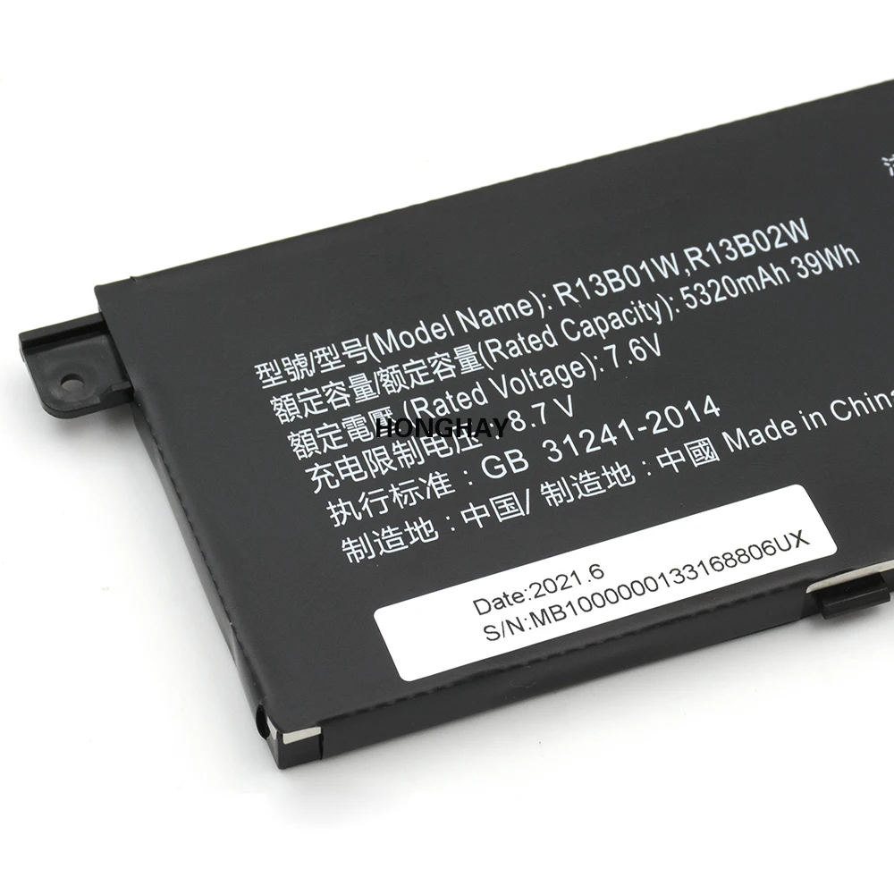Honghay-bateria para Laptop R13b02w para Xiaomi mi Air Tamanhos 13.3 Polegadas Série R13b01w 161301-fb 161301-fc 200501 2007-07 - Imagem 2