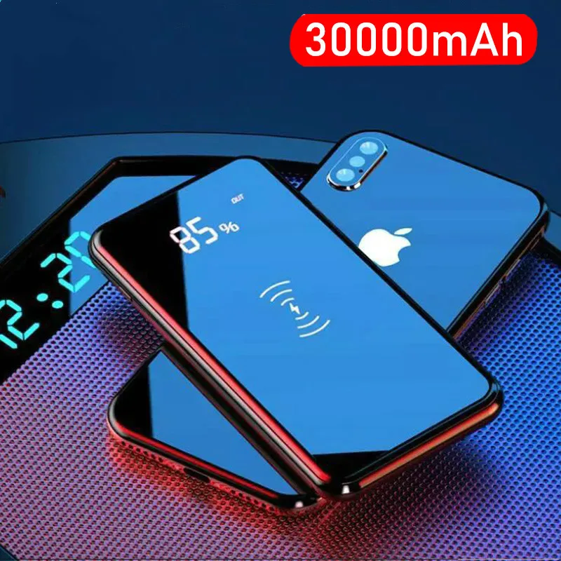 Встроенное Беспроводное зарядное устройство qi портативное 30000 мАч беспроводное