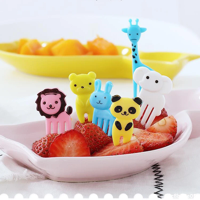 Animal Farm Fruit Fork Mini Cartoon Children Snack Cake Dessert Food Fruit Pick 