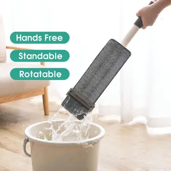 

Kitchen Hand Free Washing Flat Mop Large Cleaning Mop Home Lazy Floor Tile Rotating Handle With Replacement Cloth