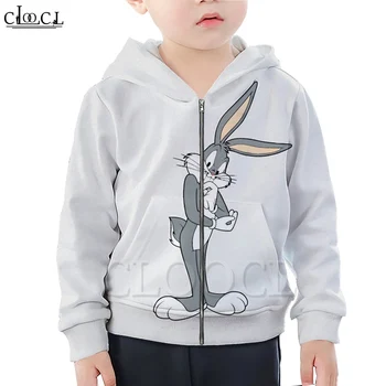 

CLOOCL Newest Cartoon Anime Bugs Bunny 3D Print Zipper Hoodies Boy Girl Children's Hoodie Sweatshirt Harajuku Streetwear Tops