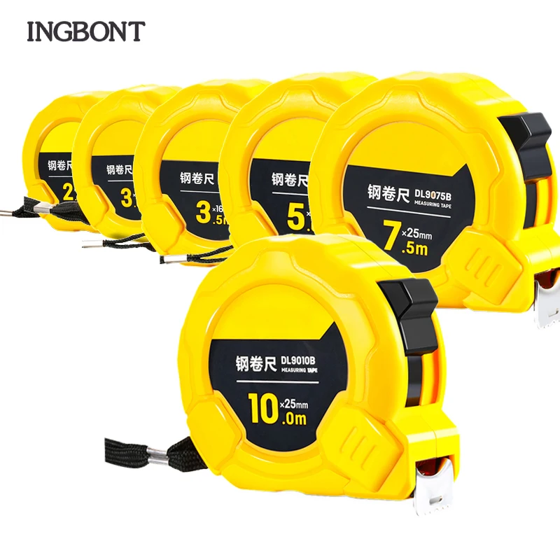 

INGBONT 2/3/5/7.5/10M High quality Metric Steel Measurement Tape Auto Lock Retractable Ruler Folding Drop-Proof Woodworking Tool