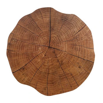 

Wood Grain Pattern PVC Placemats Round Hollow Waterproof Non Slip Table Mats Heat-insulated Pad Dinner Placemat Home Decoration