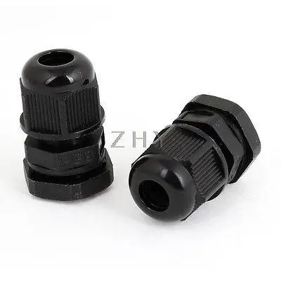 

2 Pcs Black Plastic Waterproof Cable Gland Connector Locknut PG9