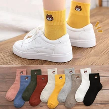 5 пар/лот милые носки с вышивкой медведя женские хлопковые носки Harajuku Femme уличная забавные носки осенние Calcetines Mujer