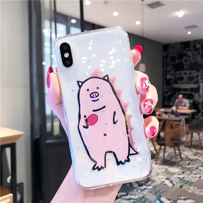 13 Милый мультяшный чехол для iPhone X XS MAX XR 8 8 Plus 7 7 Plus 6 6S 6S Plus Прозрачный блестящий Бампер Защитный ковер Горячий - Цвет: 13