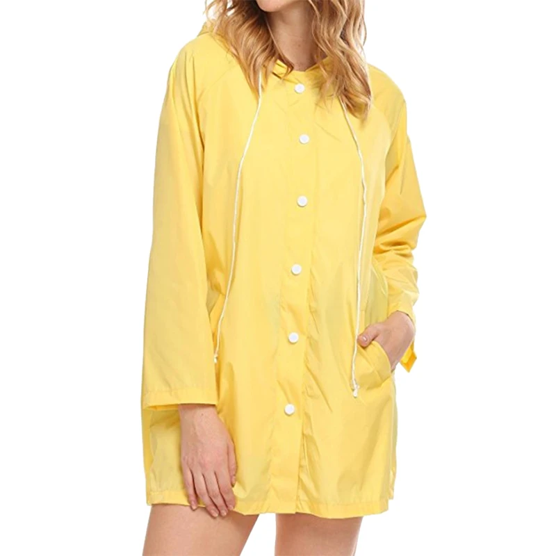 

2019 Autumn Winter Women RainCoat Lightweight Hooded Outdoor Breathable Rain Jackets Waterproof Hiking Jackets Size S-2XL