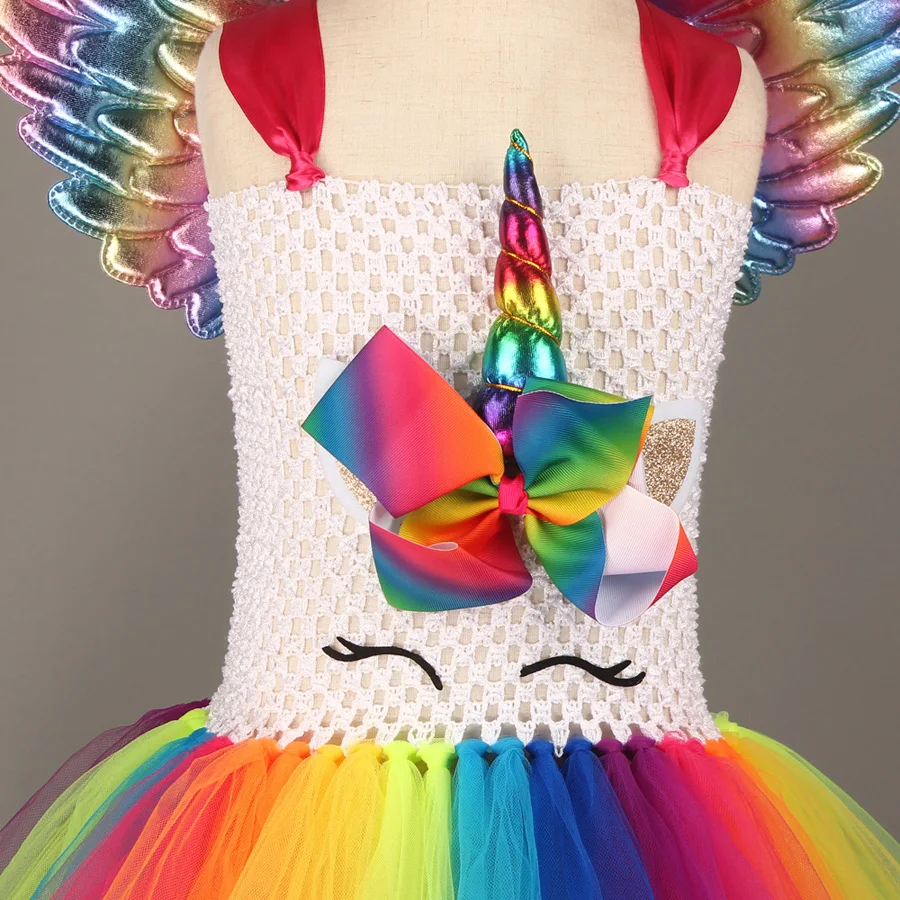 Unicorn Princess Costume Girls Rainbow Tutu Dress Set with Wings and Socks for Kids Birthday Halloween Party Tulle Dress (14)
