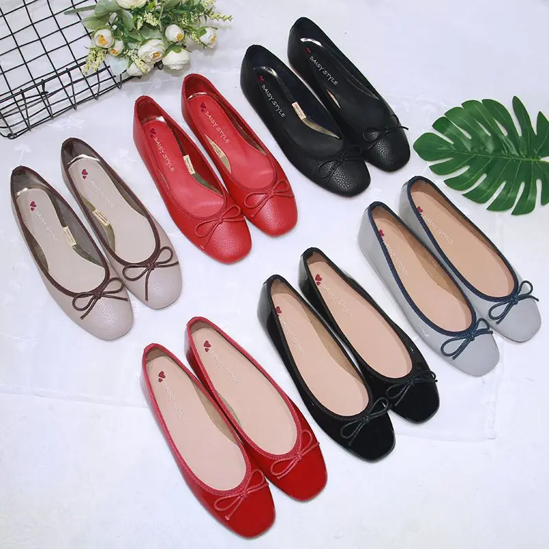 

2019 Autumn New Style Little Red GIRL'S Heart Low-Cut Butterfly Shoes round-Toe Comfortable Slimming Flat Top Shoes Women's