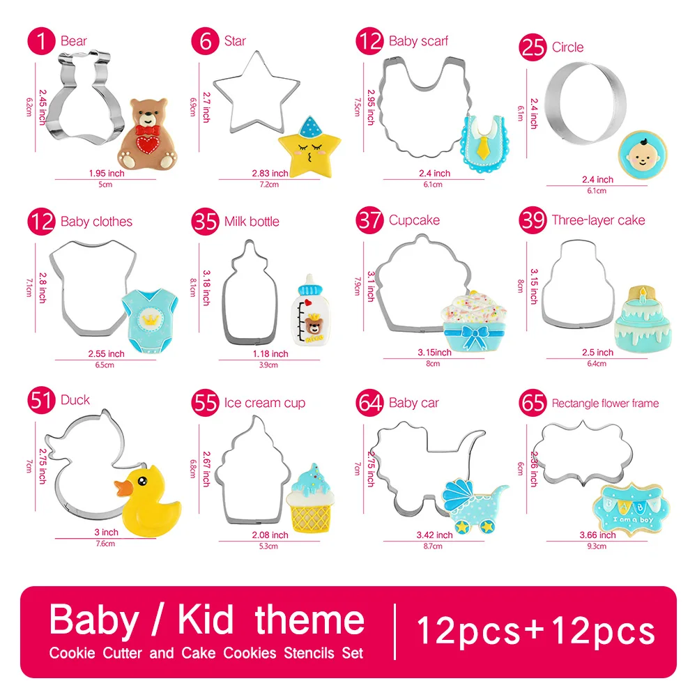 PartyFUN Baby Kid формочка для печенья и трафареты для рисования набор-24 шт-медведь, помадка для бисквита резак для марок плесень-нержавеющая сталь, формы для печенья, формочки для печенья, форма для чебуреков