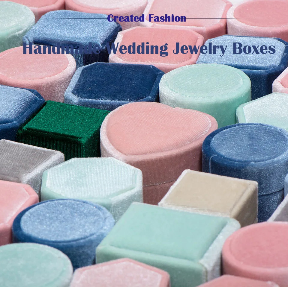 Kuolit обручение ручной работы бархатная коробка свадебные личные кольца серьги коробка для женщин розовый синий ювелирные изделия дисплей упаковка опт
