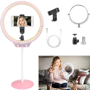 

ZOMEI LED Selfie Ring Light Photographic Lighting Camera Photo Video Studio Flexible Table Ringlight with Stand For Makeup Phone