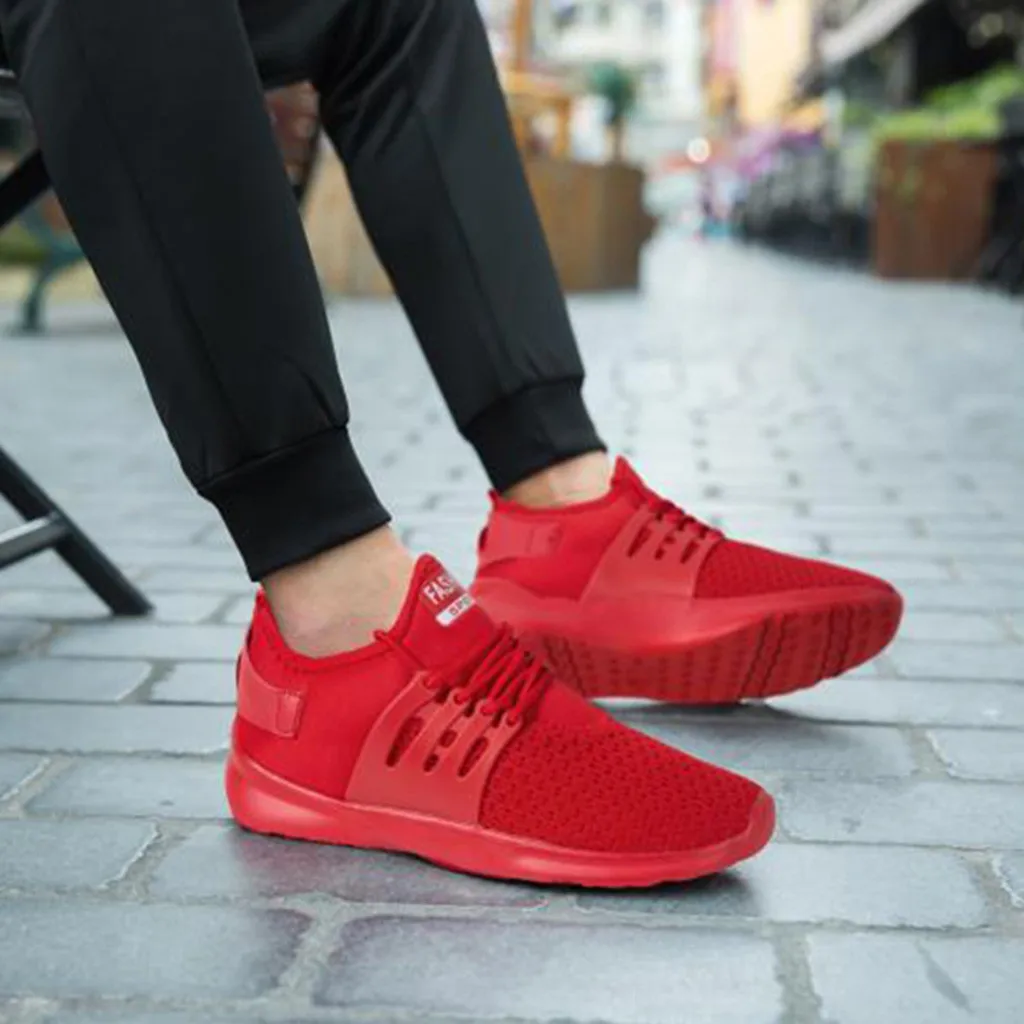 

2020Men Air Mesh Breathable Lace Up Solid Shoes Men Trainers Shoes Hot Sale Outdoor Walking Casual Shoes for Men Jan24 Shipping