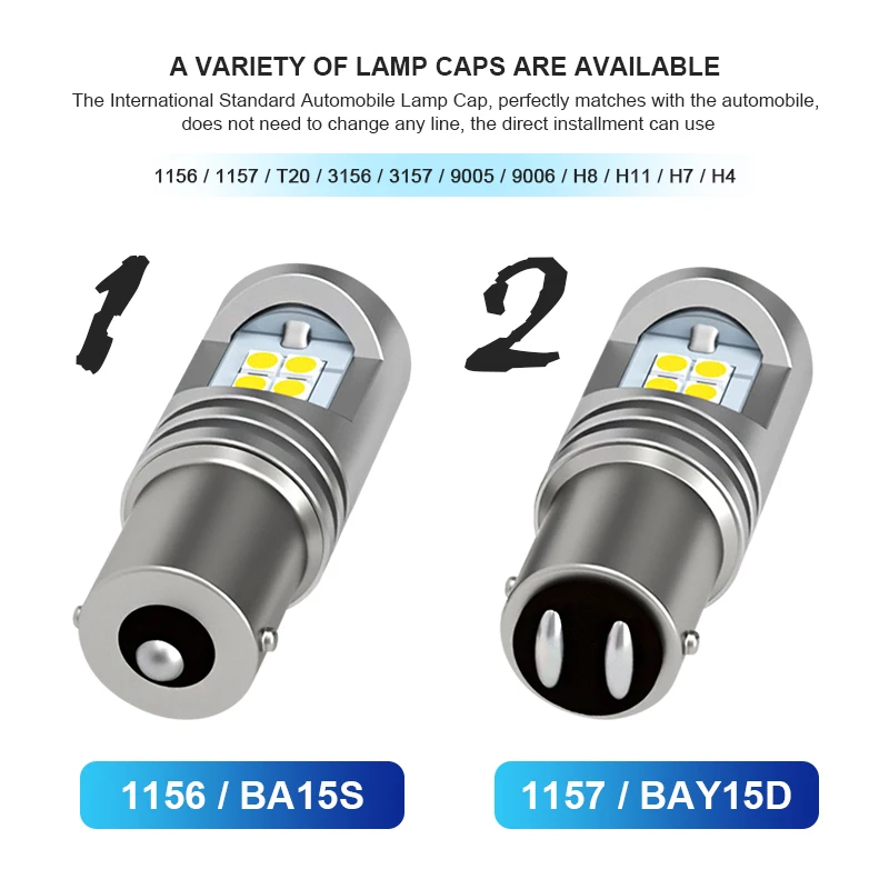 EURS 1X 1156 P21W BA15S 3030-12smd Len 1157 BAY15D BA15D 6000K  7W 10-30V 2400LM Led ڵ  ڵ   ĸ 