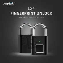 Anytek USB Перезаряжаемый L34 смарт-замок без ключа для отпечатков пальцев с длительным временем ожидания, Противоугонный замок для безопасности, дверной замок для багажа