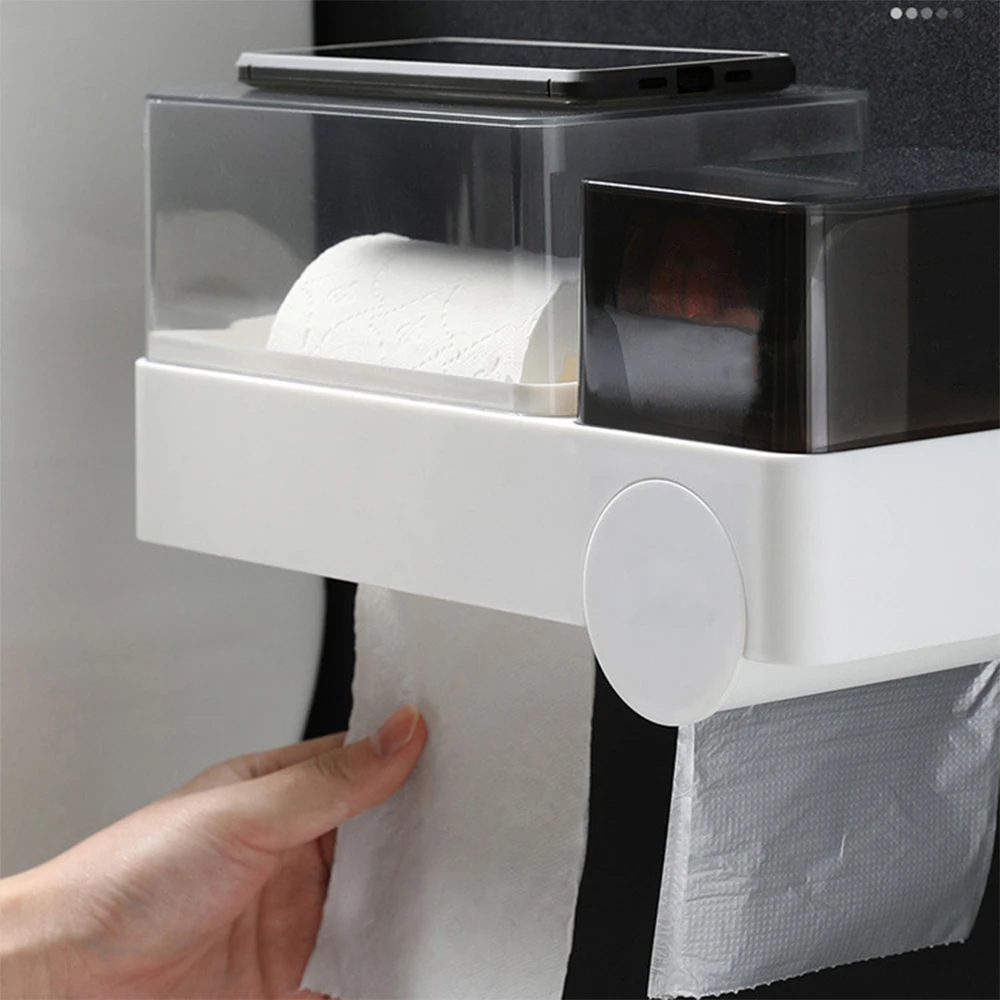 

Wall Mounted Paper Towel Dispenser Garbage Bag Tissue Storage Box Toilet Paper Small Item Holder For Living Room Bathroom