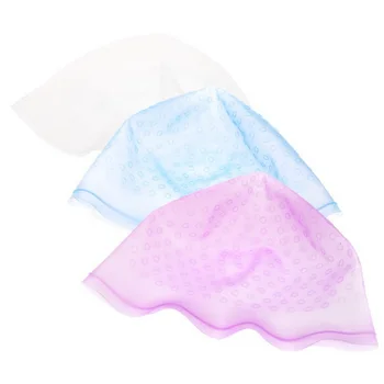 

2 Sets Salon Dye Silicone Cap with Crochet Needle Salon Hair Coloring Highlights Hat Dyeing Tools (Pink and White)