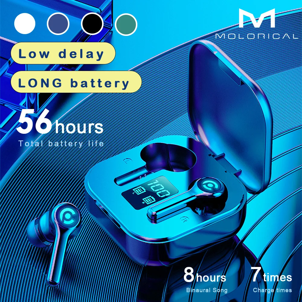 56 HOURS LONG battery Wireless Bluetooth V5 1 Earphone Colorful Wireless Headphone HIFI Stereo Earbuds Call Earphone with Mic