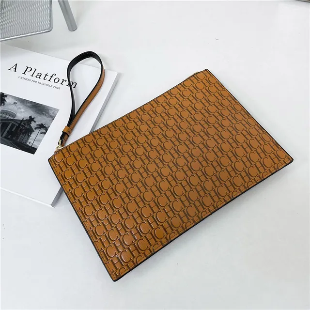 2021 New Luxury Brand CH Clutch Unisex High-quality CH Letter Pattern Clutch luxury envelope leather business clutch purse Two yellow