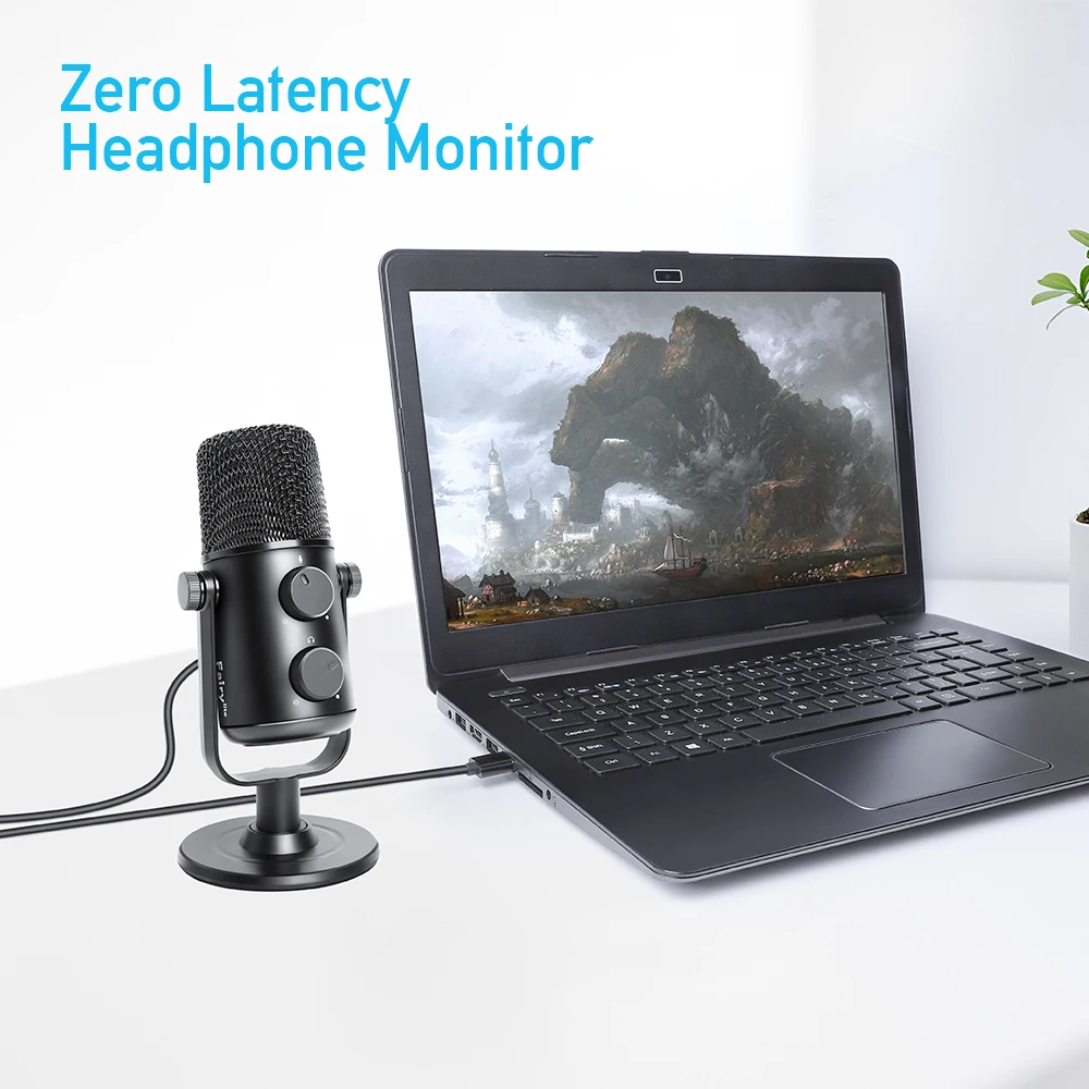 USB Microphone MAONO AU 902 Cardioid Condenser Mic with Dual Volume Control Mute Button Monitor Headphone Jack for Vocal Podc