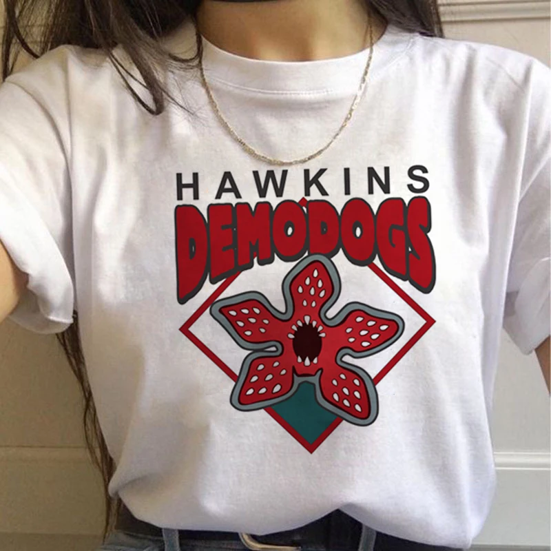 Летнее платье из сериала очень странные 3 Женская Футболка harajuku Eleven в винтажном стиле; женская верхняя одежда Ullzang футболка со смешным рисунком Узкие вставки футболки для девочек