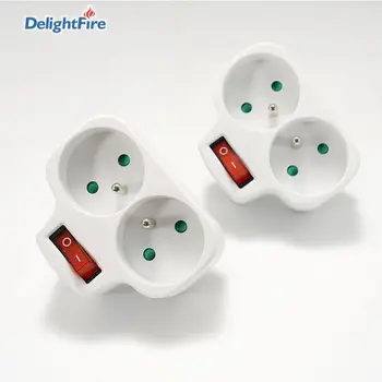 

European Type Conversion Plug 1 to 2 Way EU France Standard Power Adapter With Switch Socket 16A Travel Charging Adapter