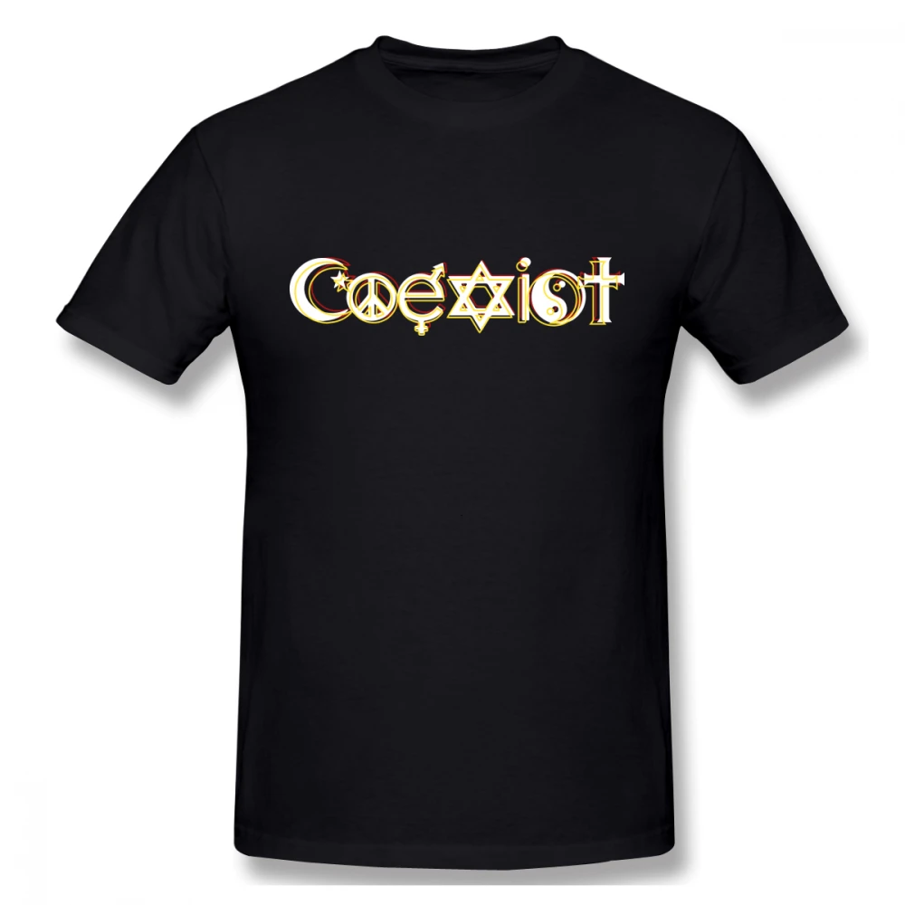 

Summer Men's Basic Short Sleeve T-Shirt Casual Cotton Peace Sign Jewish Ying Yang Catholicn printing t shirt men tee shirt