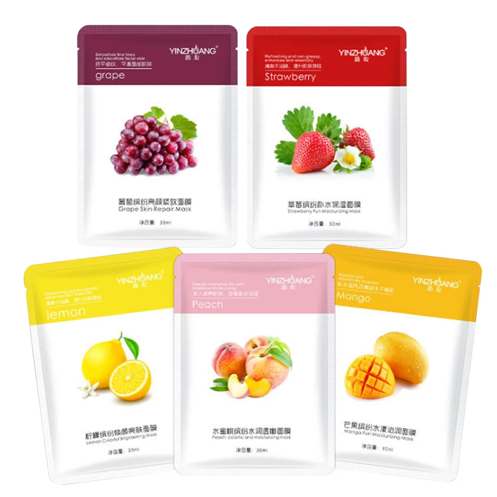 

Fruit Extract Facail Mask Moisturizing Oil Control Face Mask Anti-Aging Shrink Pores Cosmetics Whitening Brighten Skin Care