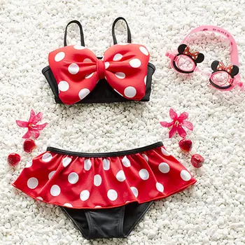 

Summer Baby Girl Kids Bathing Suit Minnie Bikini Bow Dot Swimwear Swimming Swimsuit Bathing Set Swimwear Set Ruffled Swimwear