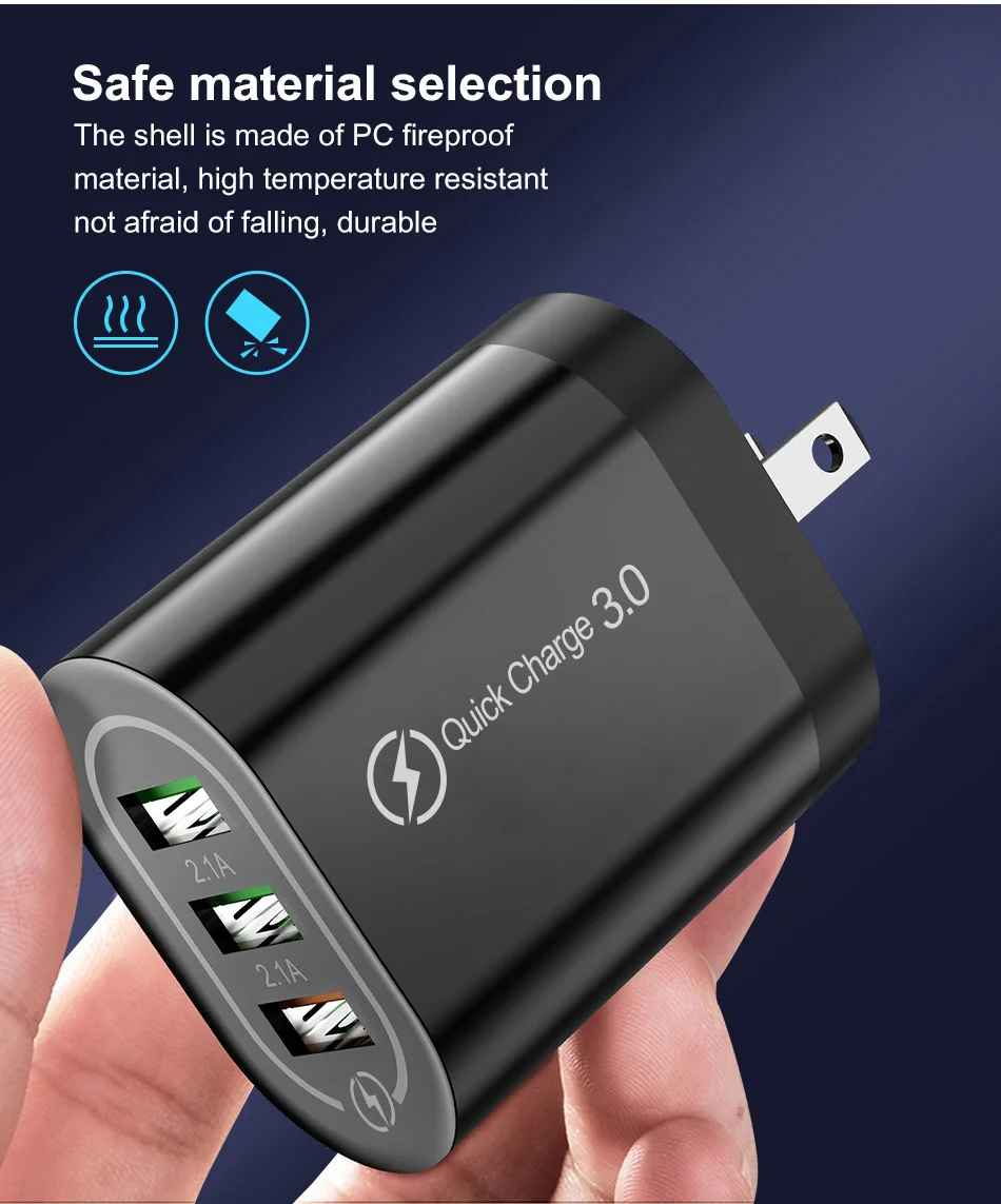 Зарядное устройство OLAF USB 3 0 18 Вт быстрое зарядное QC3.0 для Samsung S10 Xiaomi Mi9 iPhone X