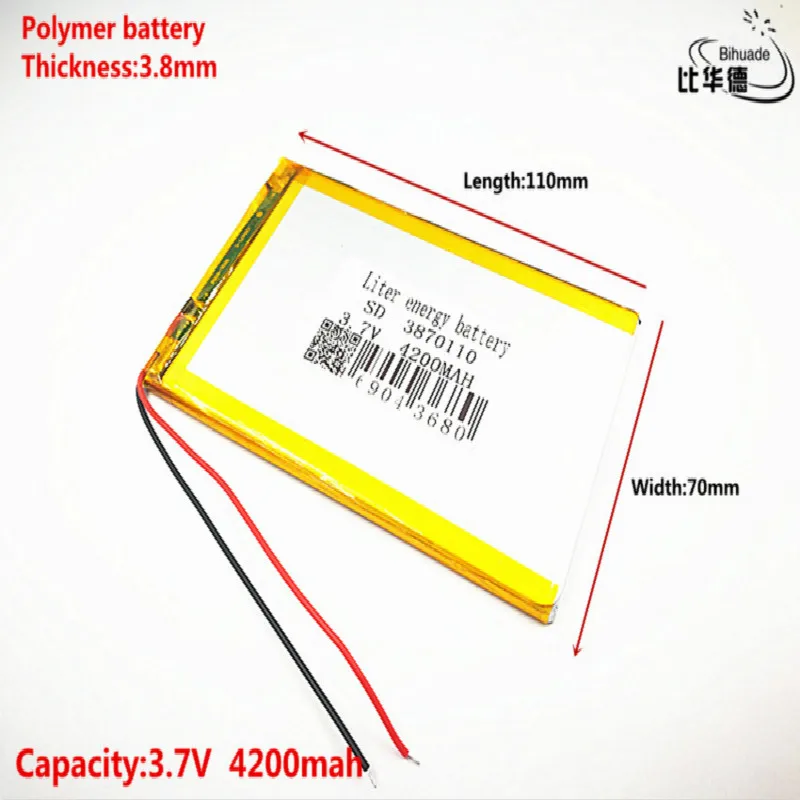 Хорошее качество 3 7 V 4200mAH 3870110 полимер литий ионный/литий ионный аккумулятор для