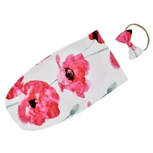 Спальный мешок для новорожденных; модная пеленка с принтом; одеяло; муслиновая накидка+ повязка на голову; комплект из 2 предметов для новорожденных