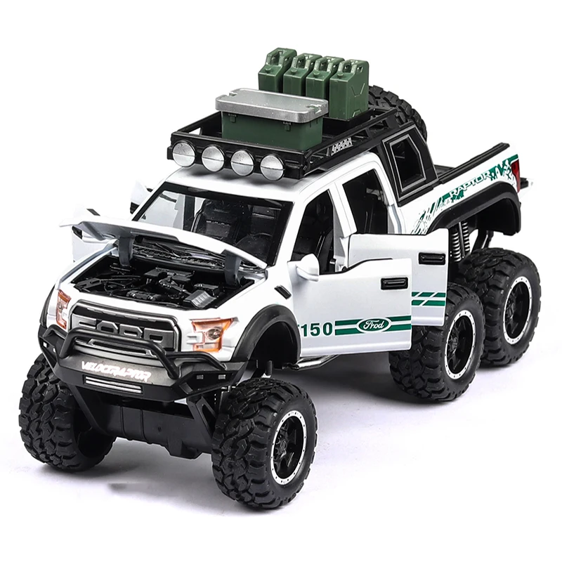 1:32 литье под давлением Ford F150 Raptor Пикап сплав модель грузового автомобиля Вытяните назад автомобиль коллекция со звуком и светильник игрушки для детей подарок - Цвет: No Original Box