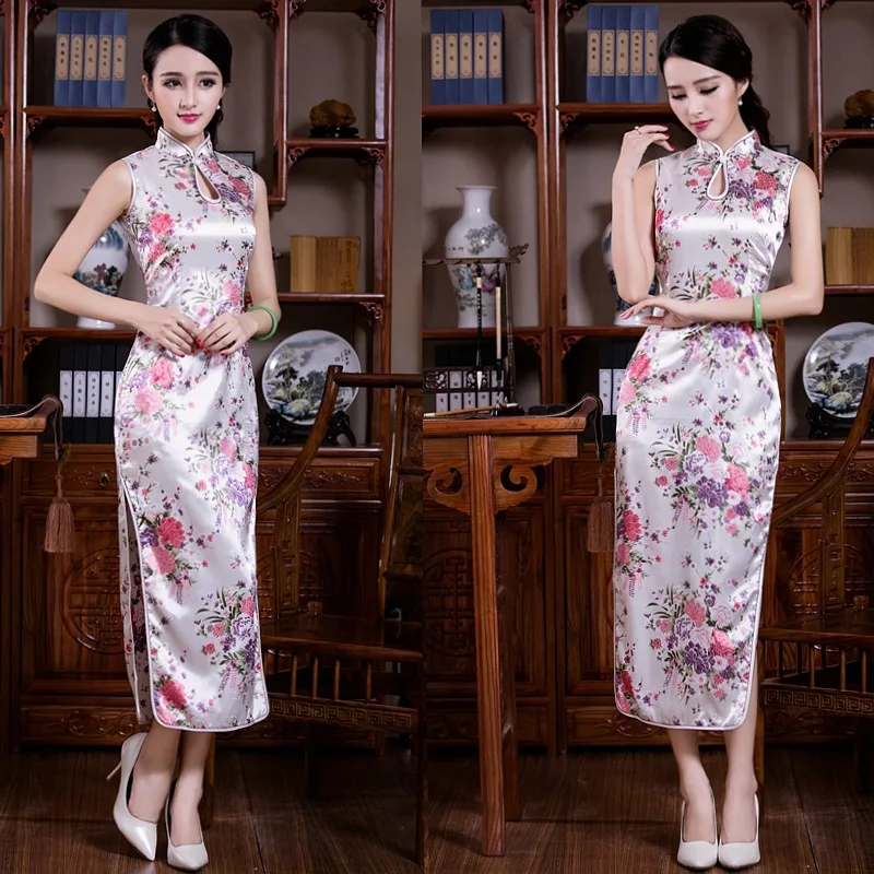 

Wedding Party Dress Sexy Women Long Cheongsam Sleeveless Vintage Chinese Traditional Vestidos Elegant Qipao Formal Party Gown