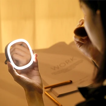 

Led fill light make up mirror portable mirror hand mirror makeup vanity mini mirror mirror with light beauty light smallmirror