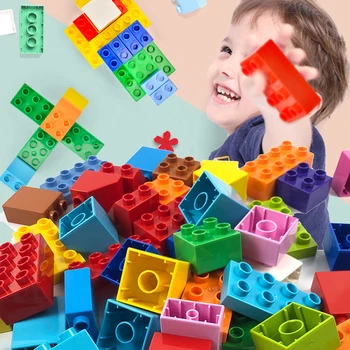 

30-137pcs Assemble Big Size DIY Building Blocks Compatible Duploed Bricks Set Construction Blocks Accessories Toys For Children