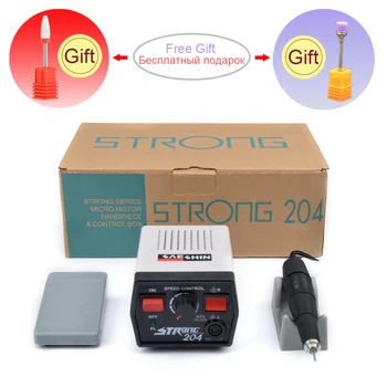 

Strong 204 Electric Nail Drill Machine 35000 RPM Pedicure Manicure Machine File Bit Nail Art Equipment Nail Milling Cutter 65W