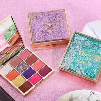 

New 12 Color Glitter Matte Eyeshadow Palette Makeup High Pigment Eyeshadow Palette Cosmetics Bling Diamond Pentagram Eye Shadow